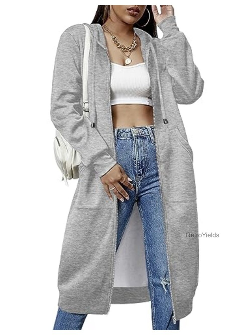 Women's Fleece Zip Up Hoodie Tunic Sweatshirt Long Sleeve with Pockets